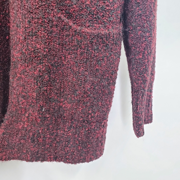 Nordstrom BP Bouclé Draped Cardigan Cozy Knit Burgundy Red Open NEW - Picture 4 of 8